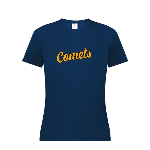 [2792.065.XS-LOGO1] Ladies Smooth Sport V-Neck T-Shirt (Female Adult XS, Navy, Logo 1)
