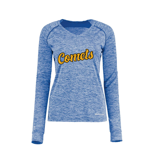 [222770.U55.XS-LOGO1] Ladies Electric Long Sleeve Shirt (Female Adult XS, Royal, Logo 1)