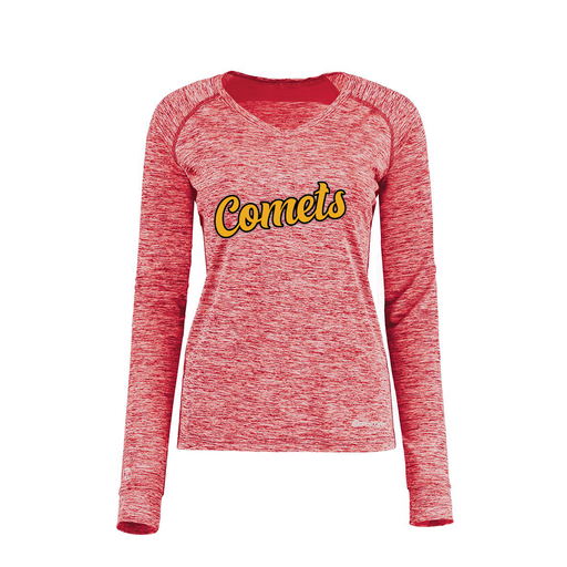 [222770.T20.XS-LOGO1] Ladies Electric Long Sleeve Shirt (Female Adult XS, Red, Logo 1)