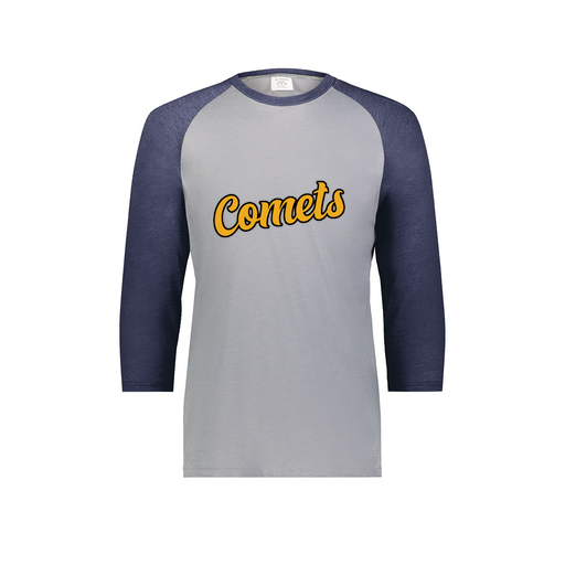 [6879.29V.S-LOGO1] Men's Vintage 3/4 Sleeve T-Shirt (Adult S, Navy, Logo 1)