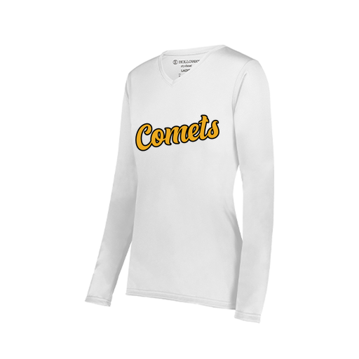 [222824.005.S-LOGO1] Ladies LS Smooth Sport Shirt (Female Adult S, White, Logo 1)